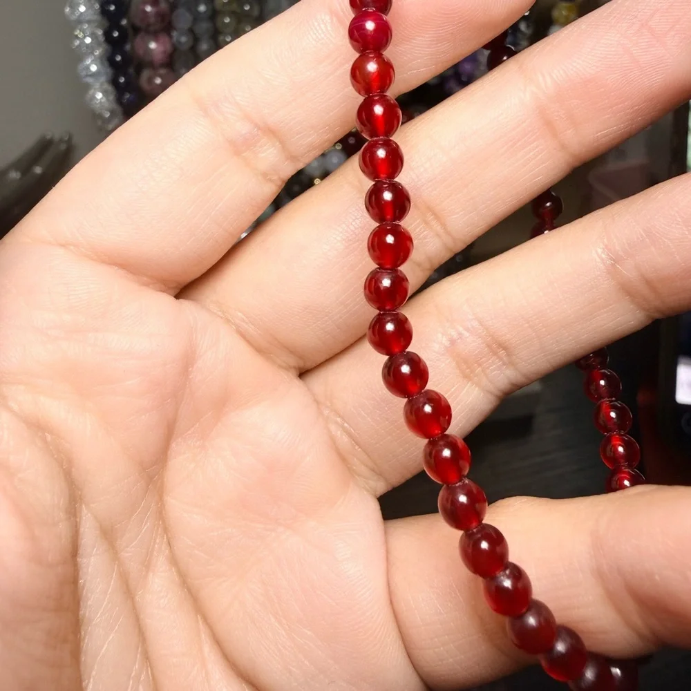 Red Jade Bracelet 4mm Stretch Minimal Stackable